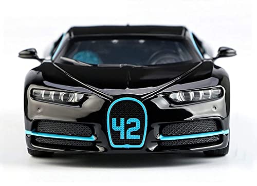 Image of DEUSON ECOM 1:32 Chiron Toy Car for Kids Diecast Metal Cars Light Sound Pull Back Openable Door Toy Cars, Black