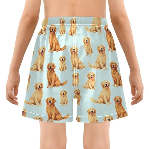 Short de bain garçon 4T ample imprimé Golden Retriever pour la plage