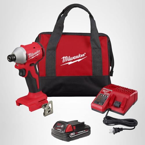Milwaukee 2850-21P M18 Brushless Lithium-Ion Compact 1/4 in. Cordless Hex Impact Driver Kit (2 Ah)