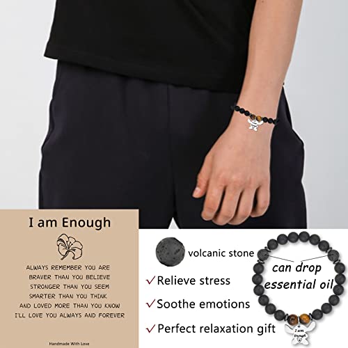 Image of LINY Inspirational Gifts for Women, Natural Stone Beads Stretch Stitch Bracelet Charm Jewelry Ohana Means Family Gifts Stitch Stuff for Women Love, Mom, Daughter, Niece, Sister