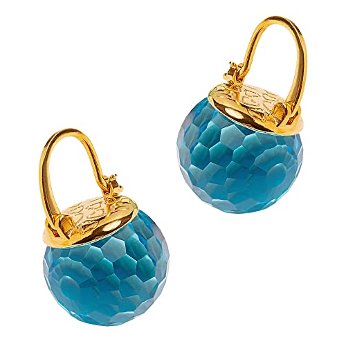 Image of Crystal Earrings for Women, Sparkly Austrian Crystal Disco Ball Earrings, 18K Gold Plated Post Drop Earrings with Colorful Spheres, Hypoallergenic & Lightweight, Ideal Gift for Her