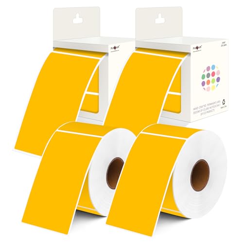 PARLAIM 3x5 inch Rectangle Color Code Stickers, 1000PCS 4 Rolls Square Adhesive Inventory Label, Fluorescent Orange