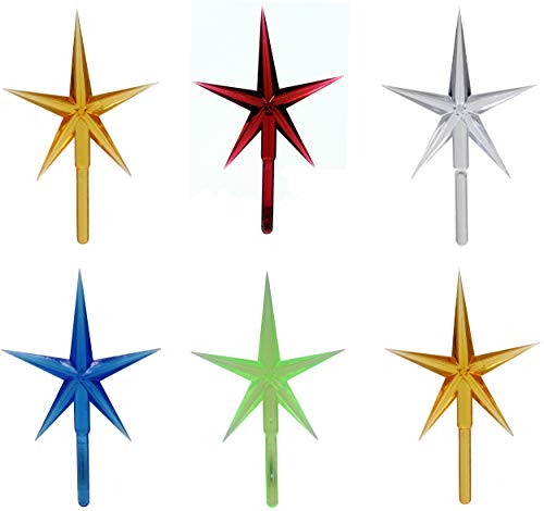 Creative Hobbies 6 Pack Multicolor Stars Ceramic Christmas Tree Lights Plastic Light Decorations - Replacement Parts Christmas Tree Ornaments