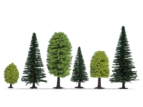 NOCH Mischwald mit Modellbau Bäumen 10 Stück 5-14 cm für die Spurweiten H0 TT perfekt auch zum Basteln DIY und Krippen