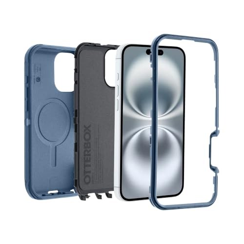 Image of OtterBox iPhone 16 Plus (Only) Defender Series MagSafe Case - Stonewash (Blue & Black) - Case Only - Built-in Magnets - Screenless - Rugged & Durable - with Port Protection