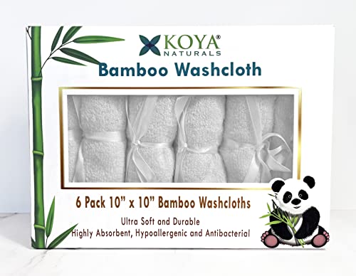 Image of KOYA Naturals Ultra Soft Rayon Made from Bamboo Baby Washcloths - Absorbent Newborn Toddler Infant Bath Face Towel - Best Baby Gift