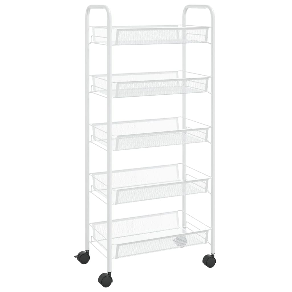Chariot de cuisine à 5 niveaux Blanc 46x26x105 cm Fer