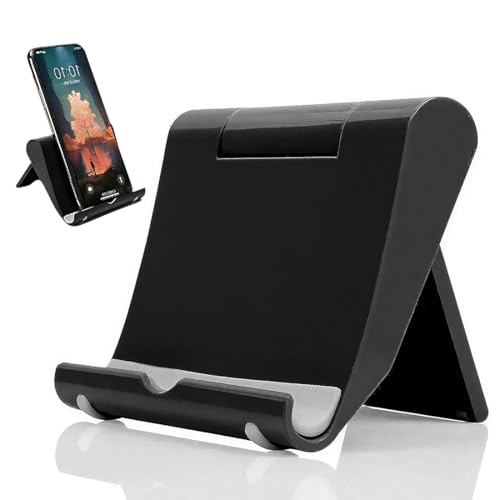 KYLOS Porta Cellulare Tavolo, Supporto Telefono Scrivania Portatile Regolabile 100°, Compatible Con Iphone 16 15 14 13 Serie, Galaxy S24 S23 A54 A34 A14, Redmi 12 10 Note 12, Fino A 7.9', Nero