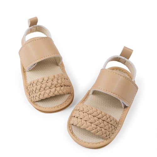 Image of HsdsBebe Baby Girls Sandals Bohemia Flower Bow Soft Sole Toddler First Walkers Beach Summer Shoes