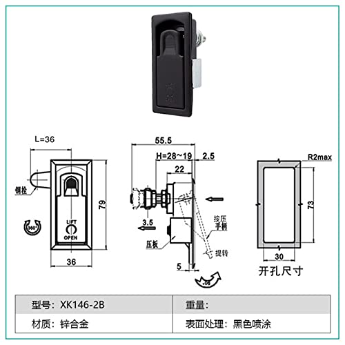 Loquet compression réglable anti-vibration pour meuble noir - 3