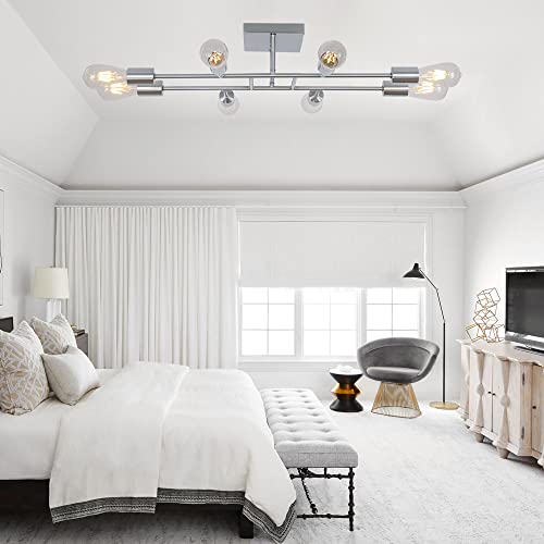 Tuluce 8 Light Ceiling Light Modern Metal Chrome Sputnik Chandelier Semi Flush Mount Ceiling Lamp Chandelier Lighting Fixture #TOP3