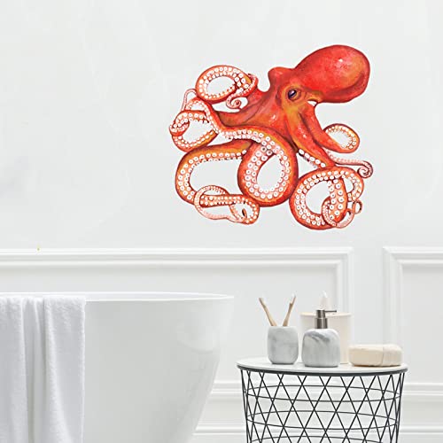 Vinilo Decorativo Pulpo Rojo Adhesivo Para Pared miniatura 2
