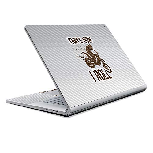 Image of MightySkins Carbon Fiber Skin for Microsoft Surface Book 2 13 inch (2017) - Motocross,Protective, Durable Textured Carbon Fiber Finish,Easy to Apply, Remove, and Change Styles,