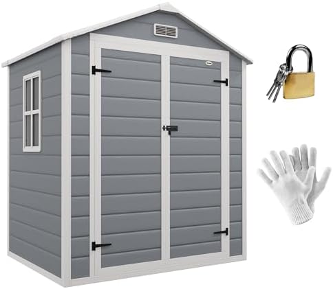 Abri De Jardin Métal Verrouillable 7x4 Pieds - Rangement Outil Couvert Gris