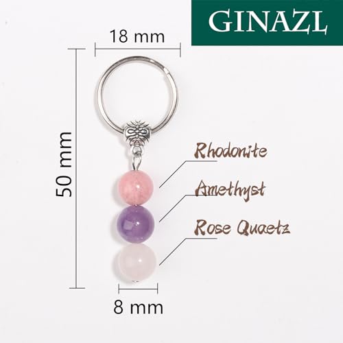 Image of GINAZL Natural Crystals Keychain Gift for New Beginnings, New Beginnings Gifts for Coworker Anxiety Relief Keychain for Women