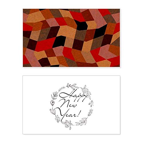 Tarjeta de Año Nuevo artesanal y azulejos coloridos con polígonos para dedicatorias