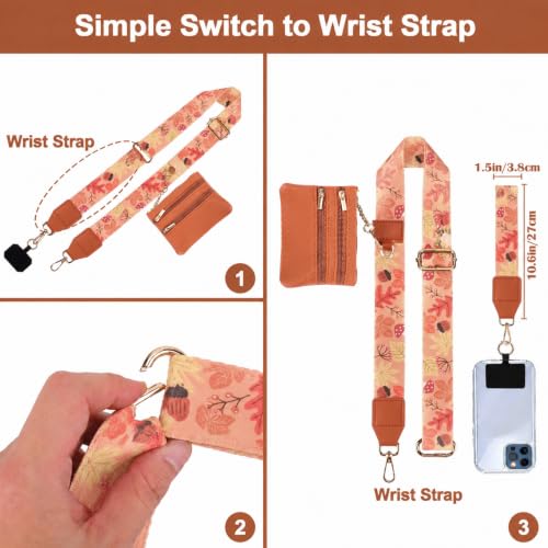Image of XANGNIER Clip and Go Strap for Phone with Wallet Crossbody,Multicolor 32 | Cell Phone Lanyard with Zippered Purse,Anti Theft Cross Body Lanyard for Women /Teacher,Cellphone Wrist Chain Accessories