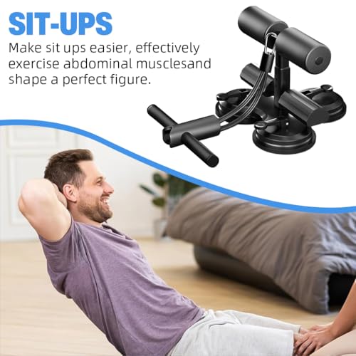 Image of Proberos Sit Up Bar with Triple Strong Suction Cups, Adjustable Height, Detachable Resistance Bands, Ergonomic Foot Holder, Core & Ab Workout Equipment for Home Gym, Pushup Stand for Men & Women