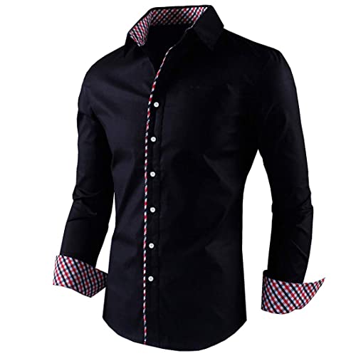 Image of Zombom Combo of Men's Solid Regular Fit Cotton Blend Full Sleeve Casual Shirts (Pack of 2)