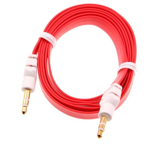 Cable Auxiliar 3.5mm plano rojo 0.91 m para auto y audio miniatura 1