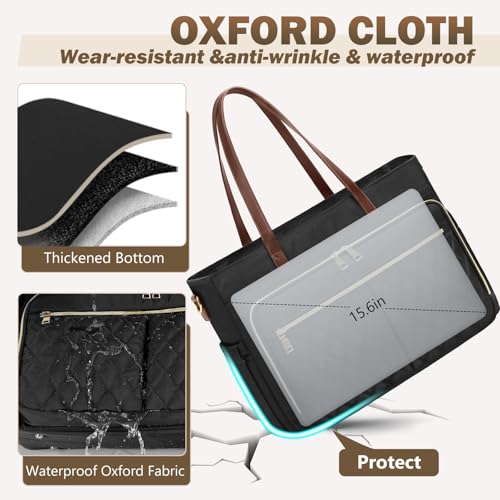 Teacher Tote Bag 15.6 Inch Laptop Bag for Women Work Bag with Accordion File Organizer Pocket & Insulated Pocket Nurse Bag4