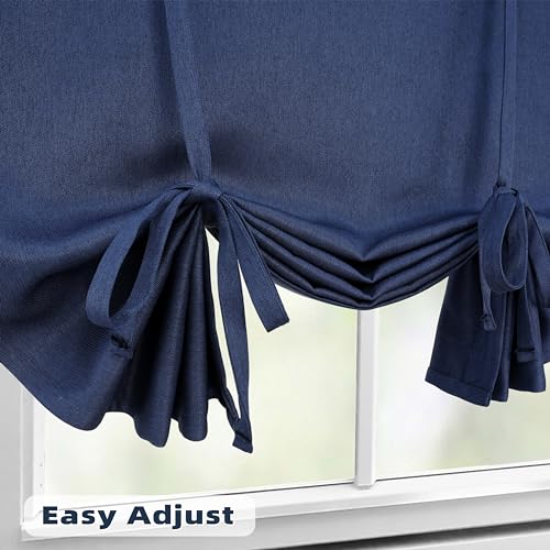 Driftaway 5056700103522 Faux Linen Textured Solid Color Blackout Tie Up Curtain For Kitchen Decorative Adjustable Balloon Rod Pocket Window Linen Curtains thumb #1