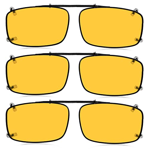 Image of Eyekepper 3-pack Polarized Clip on Sunglasses With Spring Draw Bar Grey /Brown /Green Lens 54 * 34MM