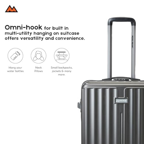Image of MOVE-MEANT ROAMIFY Medium Cabin Suitcase 66 CM 8 Wheels Number Lock Poly Carbonate Dark Grey Trolley Bag for Men & Women | 360 Degree Wheeling System Luggage | Trolley Bags for Travel