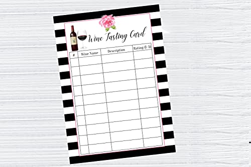 Wine Tasting Party Supplies, Wine Tasting Scorecard, Black And White Wine Tasting, 25 Wine Tasting Scorecards, Wine Tasting Party #TOP3