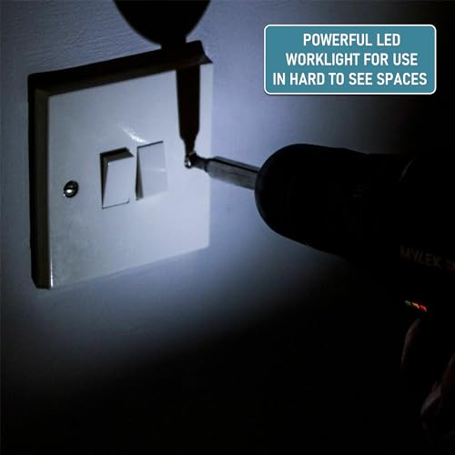 MYLEK MY18BCM1 Cordless Drill 18V, 1500 mAh Li-Ion Driver 28Nm, 1 Hour Electric Quick Charge, 2 Speed, LED Work Light, Carry Case with Accessory Kit, Variable Speed & Quick Stop Function - Image 6