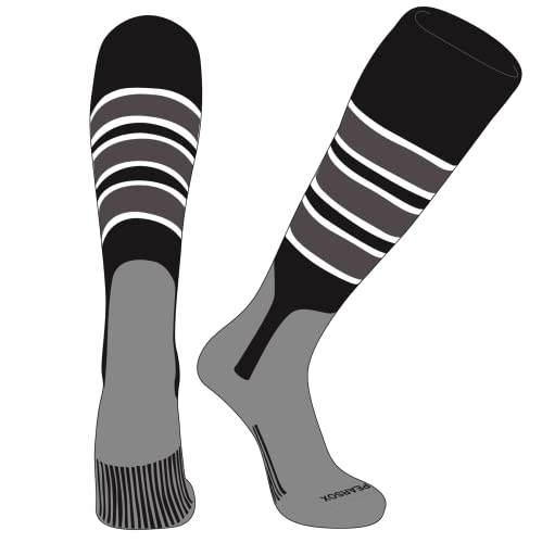 PEAR SOX OTC Baseball Softball Stirrup Socks (C, 7in) Black, White, Graphite, Silver