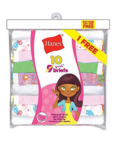 Hanes Girls ComfortSoft 10-Pack No Ride Up Briefs, 4, Assorted2