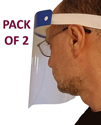 Protective Face Shields (2-pack) - Safety Visor Screen for Saliva and Sneeze Protection