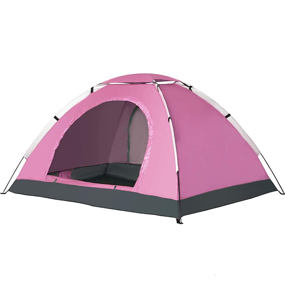 BERTY·PUYI Double Flysheet, Instant Camping Tent, 1-2 Person Tents, Family Sun Tent for Camping, Outdoor, Garden, Fishing, Picnic Pink