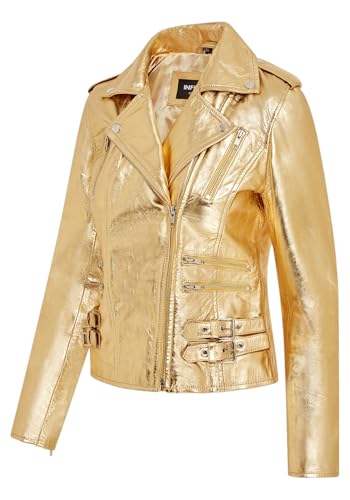 Ladies Retro 100% Nappa Leather Biker Jacket4