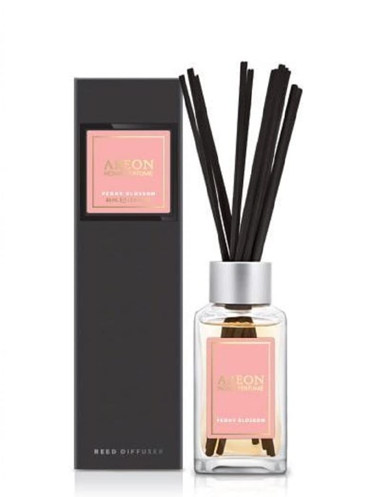 AREON Home Fragrance Luxury Perfume Reed Diffuser + 10 Rattan Reeds, Peony Blossom Scent, 85ml