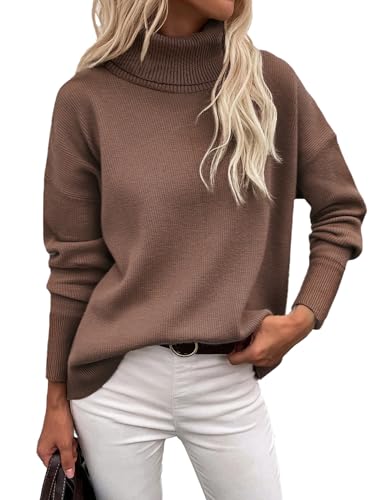 Zeagoo Women's Turtleneck Sweater 2025 Fall Winter Chunky Knitted Pullover