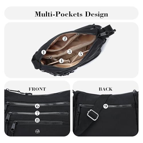 AOCINA Ladies Purses Crossbody Bags for Women Multi Pocket Purse Nylon Lightweight Handbags Shoulder Messenger Bag Pocketbook4
