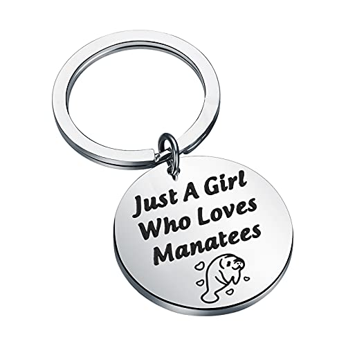 FEELMEM Manatee Jewelry Just A Girl Who Loves Manatees Keychain Manatee Lover Gifts Tropical Manatee Sea Cow Gift