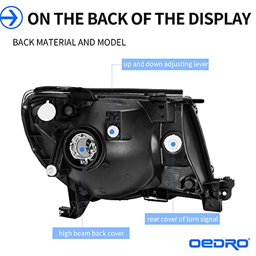 Image of OEDRO Headlight Assembly Compatible with 2005 2006 2007 2008 2009 2010 2011 Tacoma Headlamp with Amber Reflector Clear Lens Chrome Housing