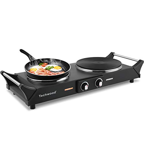 Comparison: Best Double Hot Plate 7 Techwood 1800W Hot Plate Portable Electric Stove Countertop Double Burner with Adjustable Temperature & Stay Cool Handles, 7.5” Cooktop for RV/Home/Camp, Compatible for All Cookwares