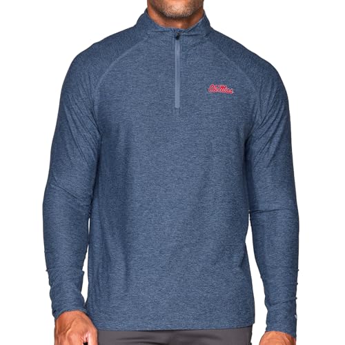 COLOSSEUM Men's Mississippi Rebels Vapor 1/4 Zip (Navy, Large)