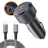 Carregador Veicular Turbo 60W USB-C Duplo com Cabo Reforçado | Carregamento Rápido PD para iPhone 15, 16 e 17 Pro Max, Samsung e Android | AutoCharge