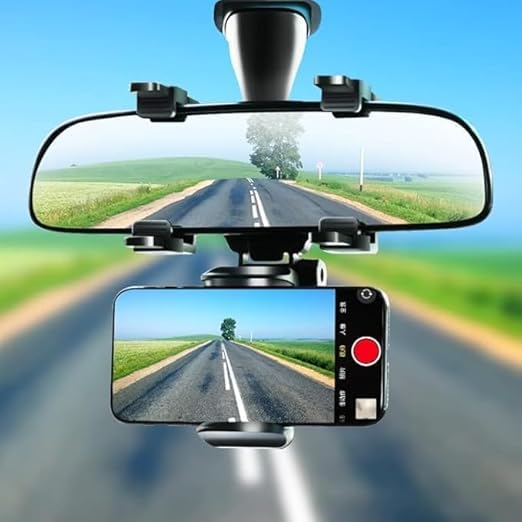 car rear view mirror phone holder | 360 degree rotation | adjustable car mount holder for all mobiles