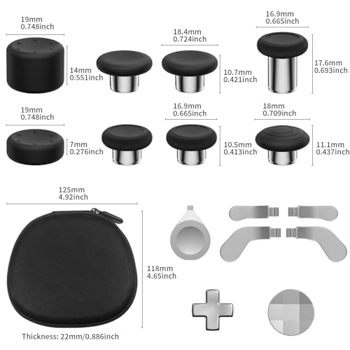 Image of CHARM FOCUS 16-in-1 Metal Thumbsticks Replacement Kits for Xbox Elite Series 2, Xbox Elite 2 Controller Accessories, Includes Magnetic Joysticks, Paddles, Silicone Caps, D-Pads, 1 Tool (Silver)
