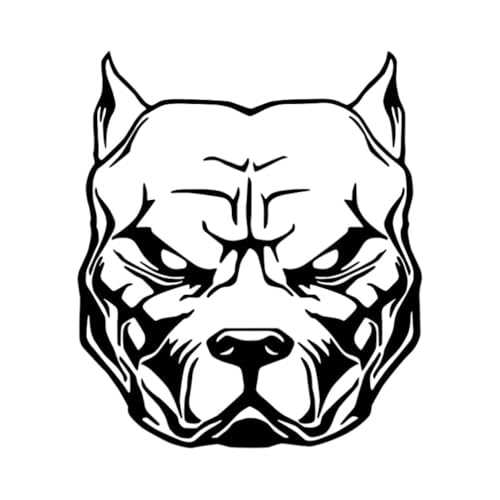 2 Stück 13 x 15 cm Autoaufkleber mit Pitbull-Hundekopf für Karosserie, Fenster, Stoßstange, wasserfeste Vinyl-Aufkleber, Autozubehör | #AZ80 (Schwarz)