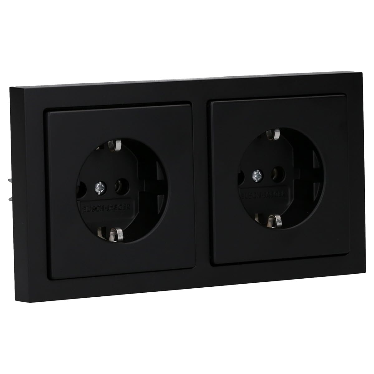 Busch-Jaeger future® linear Komplett-Set: 2x 20 EUC-885 SCHUKO® Steckdosen-Einsatz + 1722-885K Abdeckrahmen 2-fach, Future Linear schwarz matt 55x55 mm