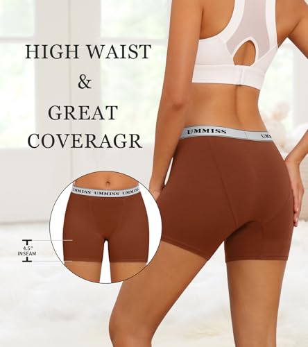 UMMISS Womens Boxer Briefs Underwear Boy Shorts Cotton Underwear Soft Anti Chafing Ladies Panties 4 Pack4
