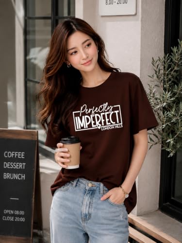 Image of London Hills Women's Loose Fit Graphic Printed T-Shirt | Soft Cotton Blend Fabric | Round Neck Half Sleeve Casual Top, Travel & College