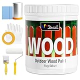 DWIL Wood Paint, White Paint for Wood, No Sanding& Fast Dry Outdoor WoodPaints, Water Based& Low Odor Furniture Door Cabinet Paints, Perfect for Indoor/Exterior White, 50-60sq.ft